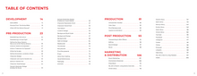 Load image into Gallery viewer, Table of contents pages consisting of Development, Pre-Production, Production, Post Production, and Marketing & Distribution.